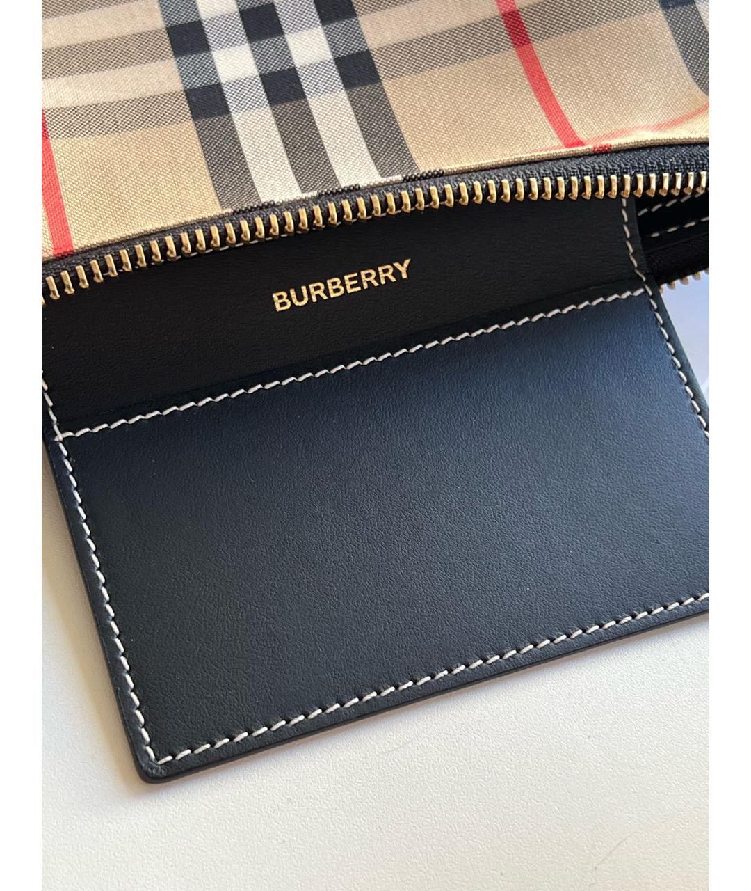 BURBERRY Бежевая тканевая косметичка, фото 3
