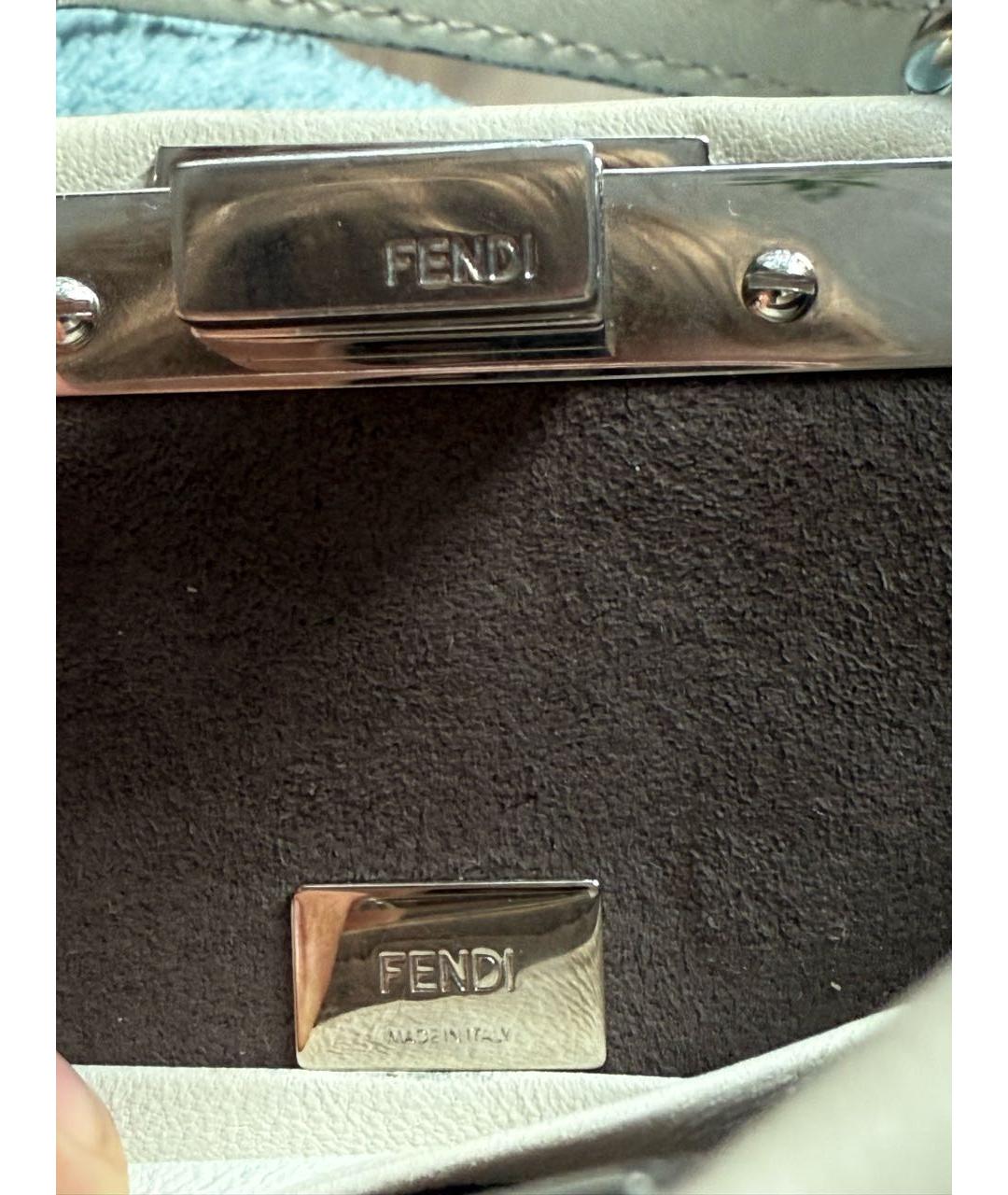 FENDI Бежевая кожаная сумка с короткими ручками, фото 4