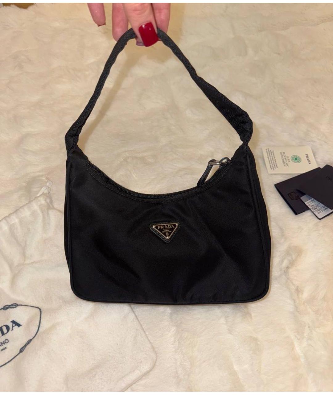 PRADA Черная синтетическая сумка с короткими ручками, фото 8