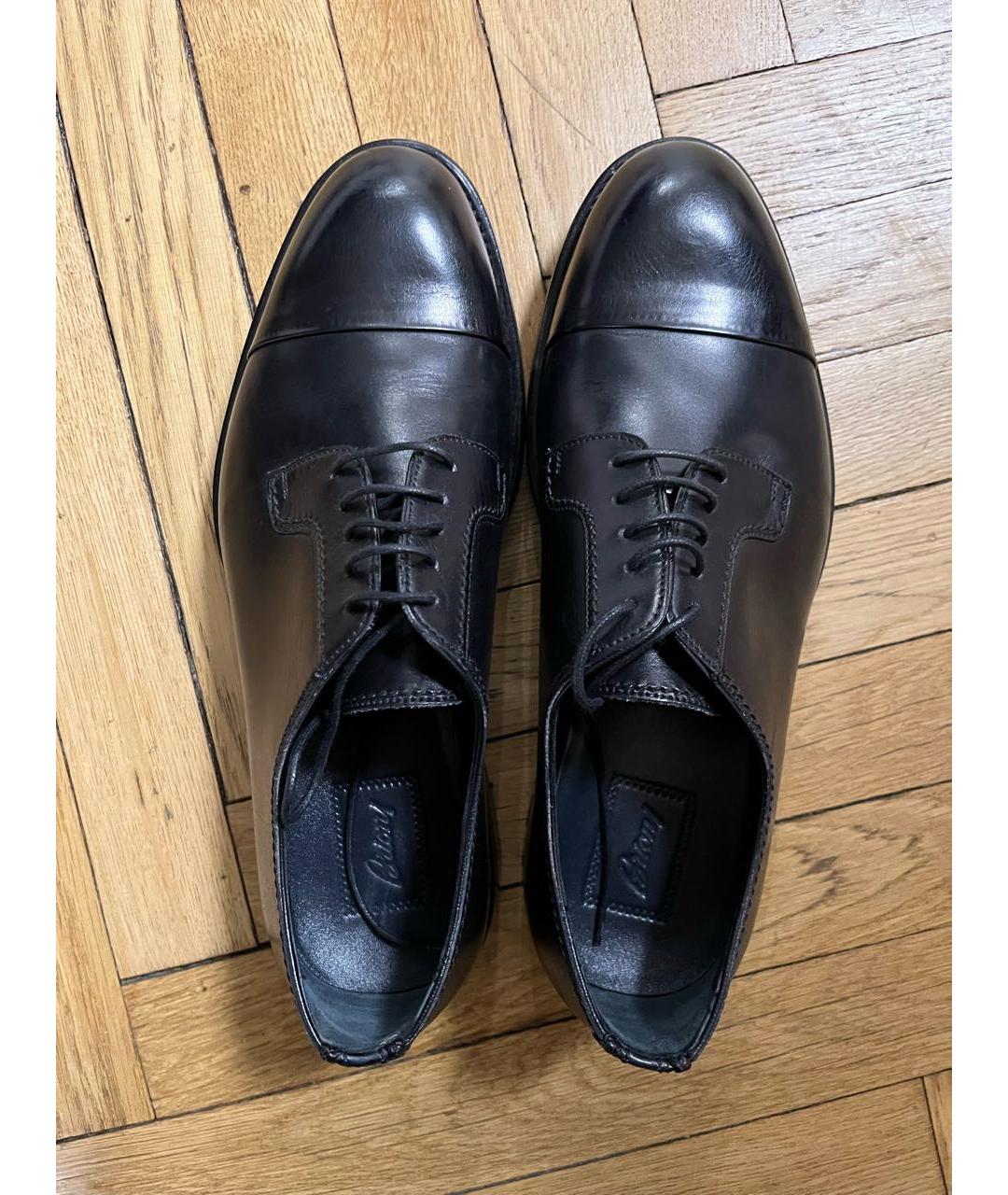BRIONI Черные кожаные низкие ботинки, фото 2