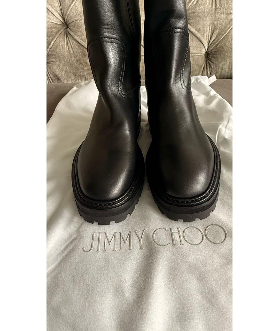JIMMY CHOO Черные кожаные сапоги, фото 5