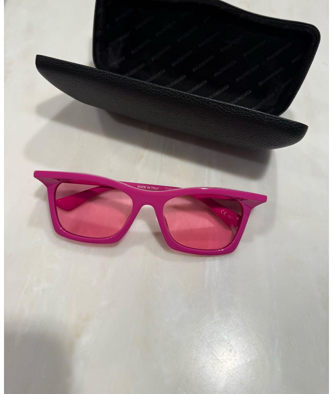 BALENCIAGA Розовые пластиковые солнцезащитные очки, фото 3