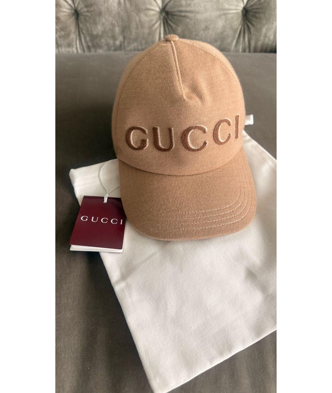 GUCCI Бежевая шерстяная кепка, фото 4