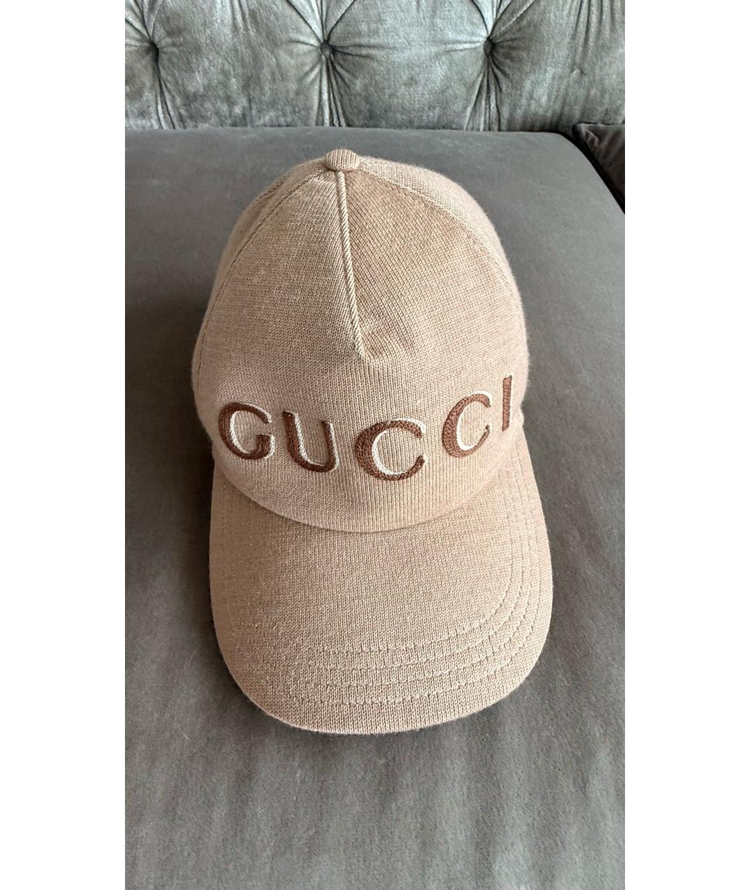 GUCCI Бежевая шерстяная кепка, фото 9