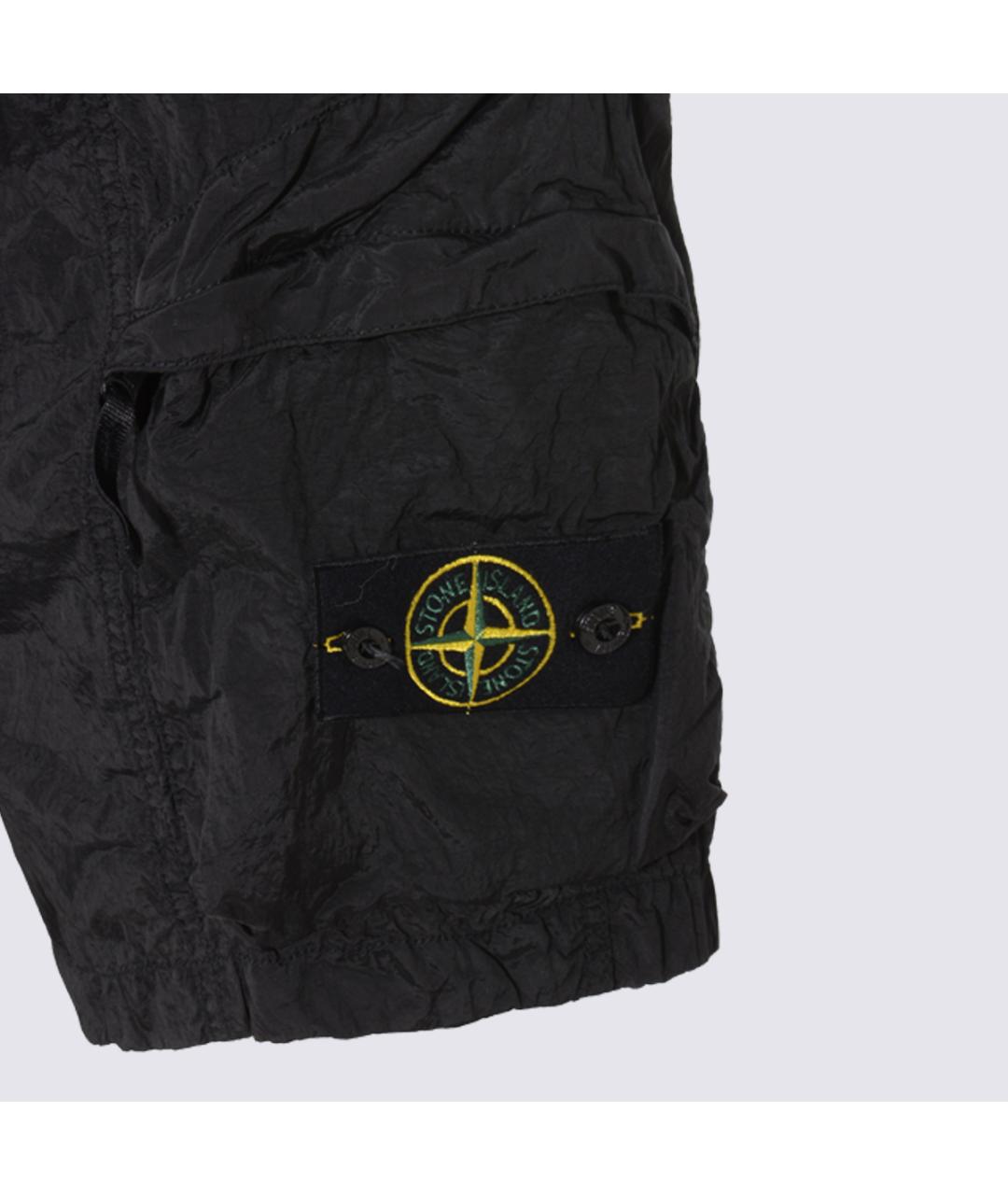STONE ISLAND Черные полиэстеровые шорты, фото 3