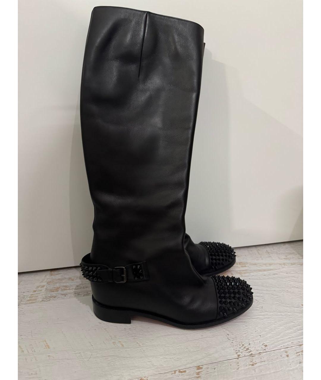 CHRISTIAN LOUBOUTIN Черные кожаные сапоги, фото 6