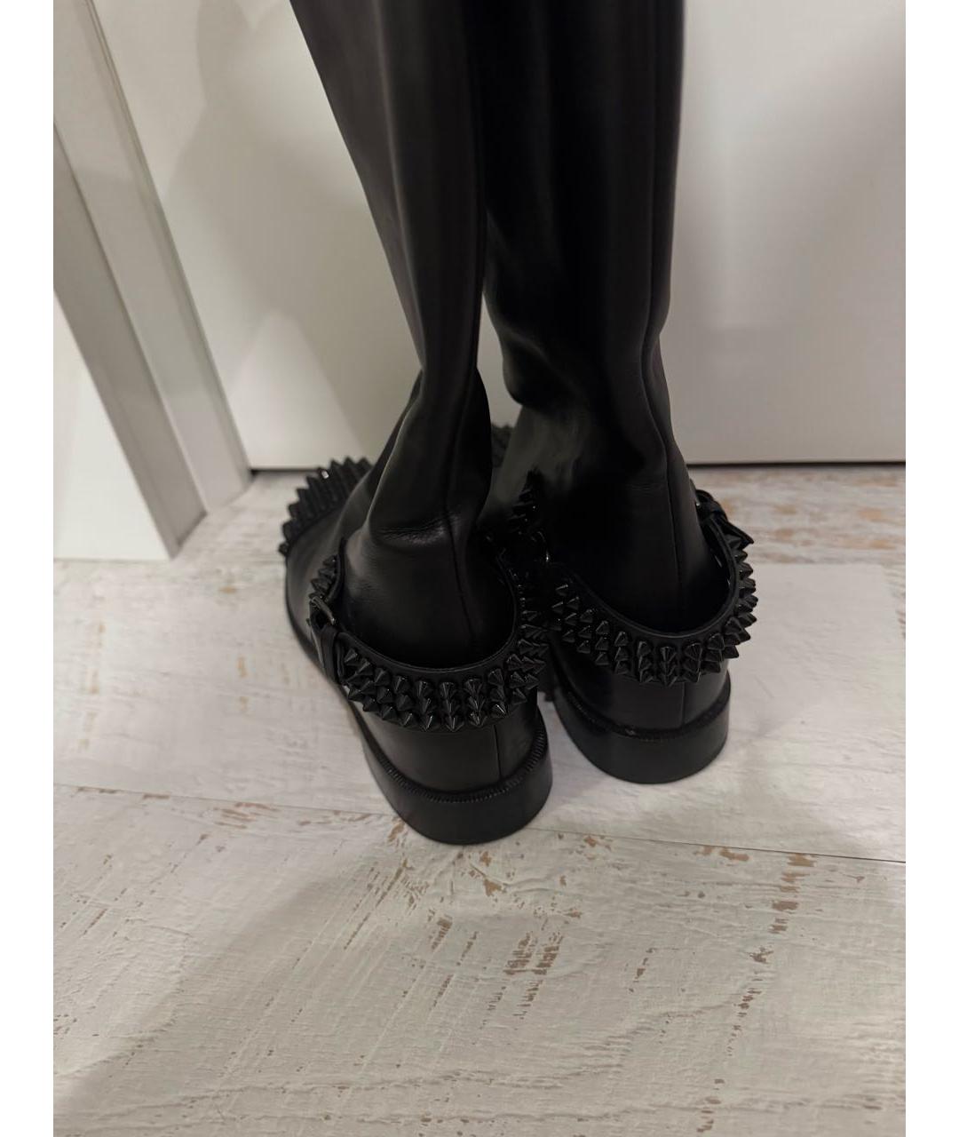 CHRISTIAN LOUBOUTIN Черные кожаные сапоги, фото 4