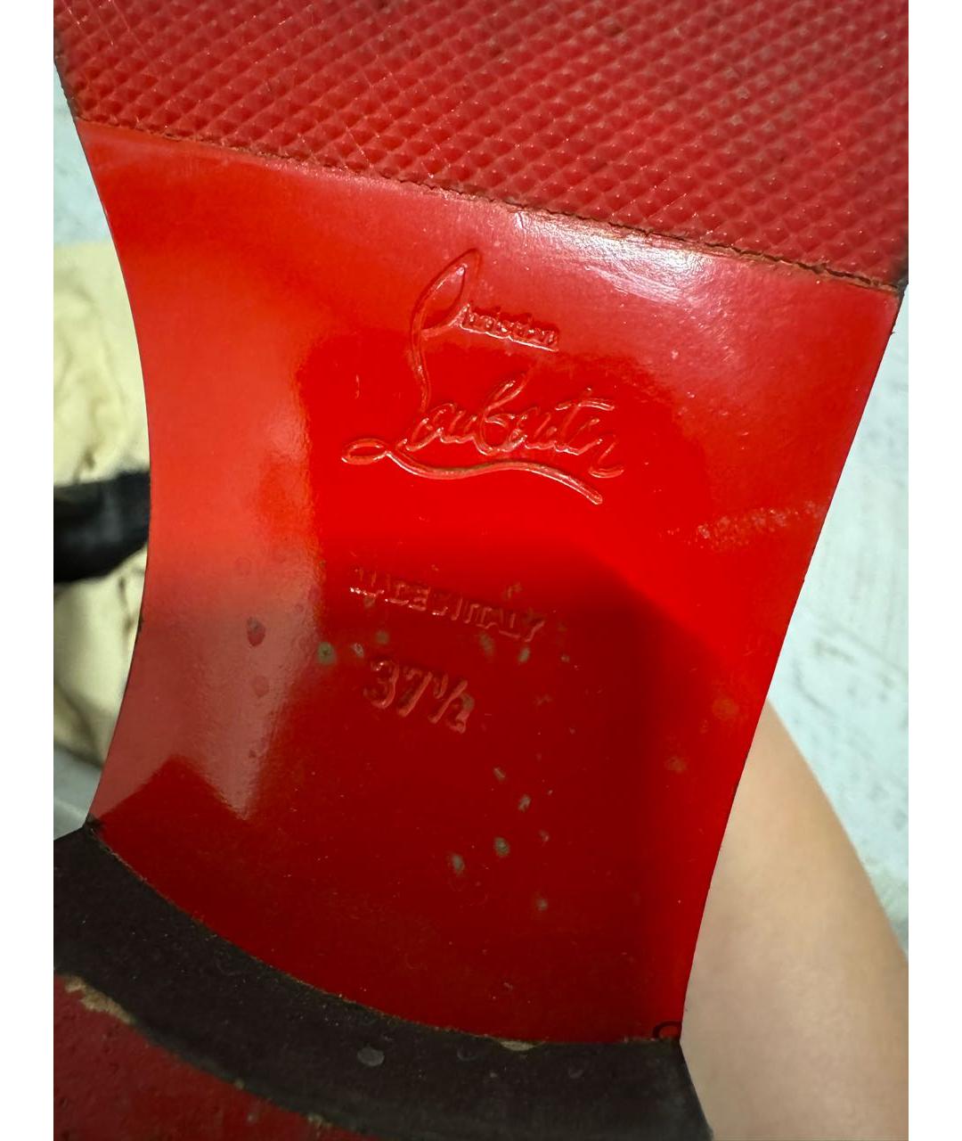 CHRISTIAN LOUBOUTIN Черные кожаные сапоги, фото 5