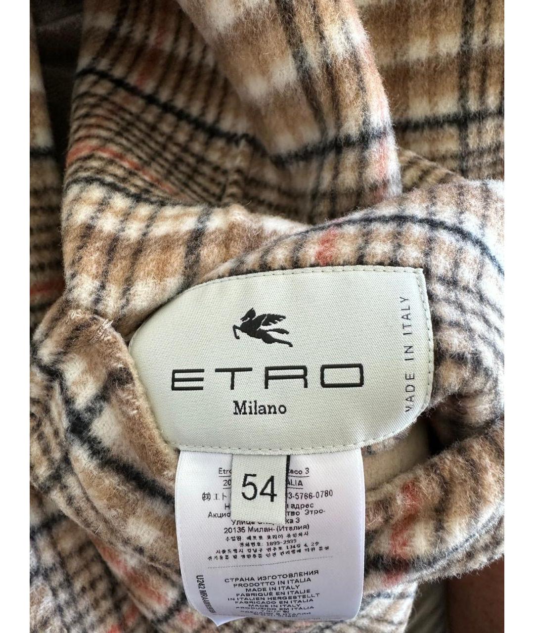 ETRO Бежевое шерстяное пальто, фото 8