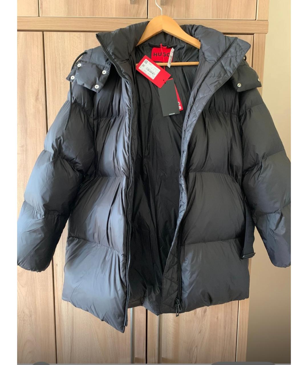 HUGO Черный полиэстеровый пуховик, фото 3