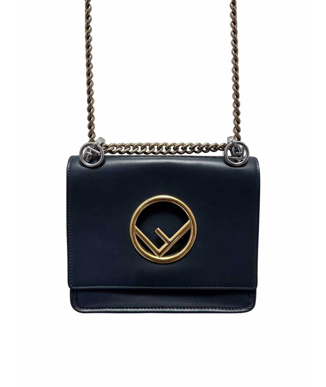 FENDI Темно-синяя кожаная сумка через плечо, фото 1