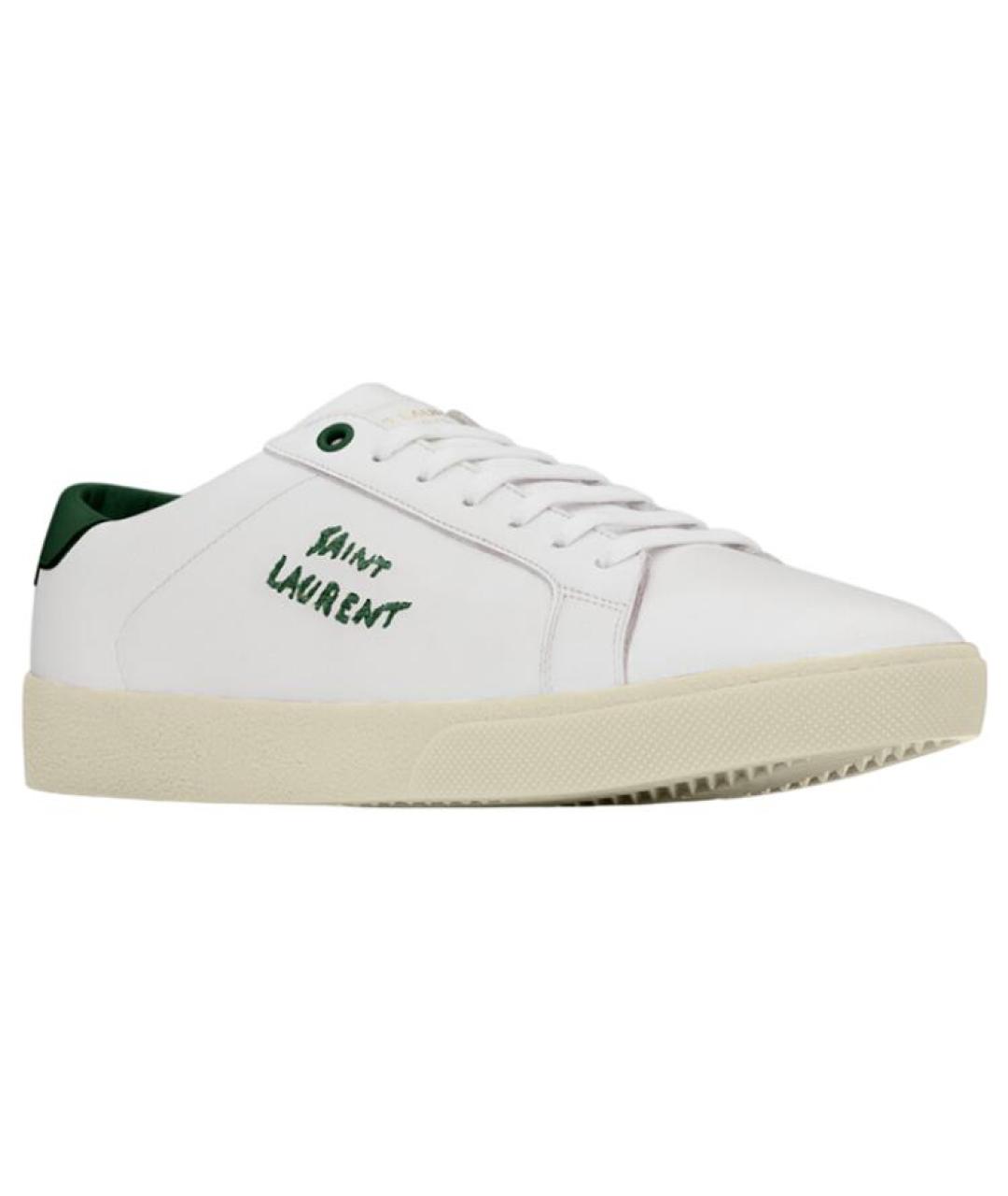 SAINT LAURENT Белые кожаные низкие кроссовки / кеды, фото 3