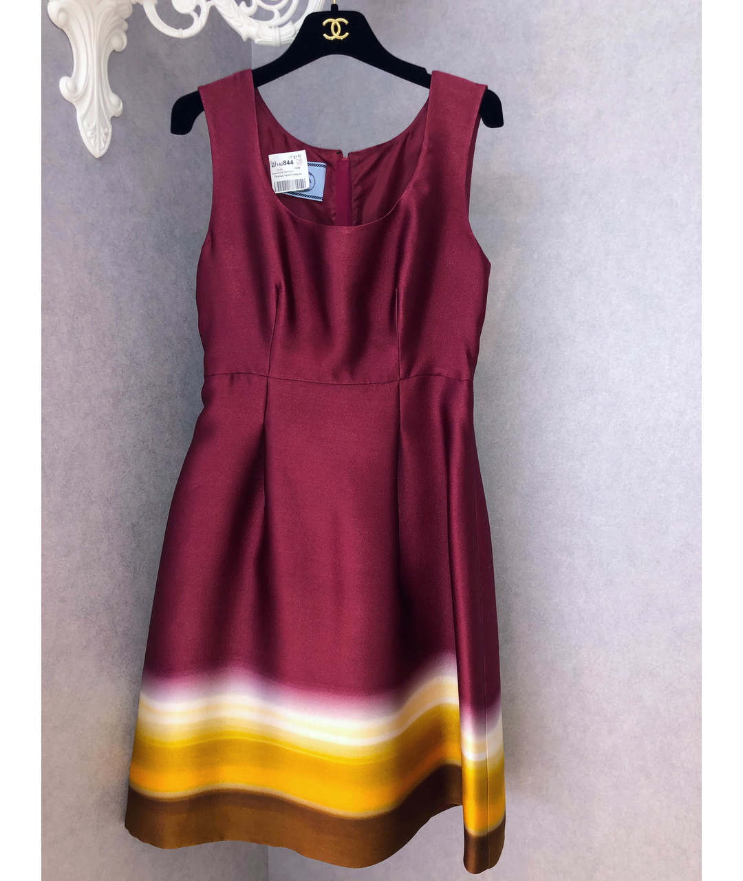 PRADA Бордовое шелковое коктейльное платье, фото 7