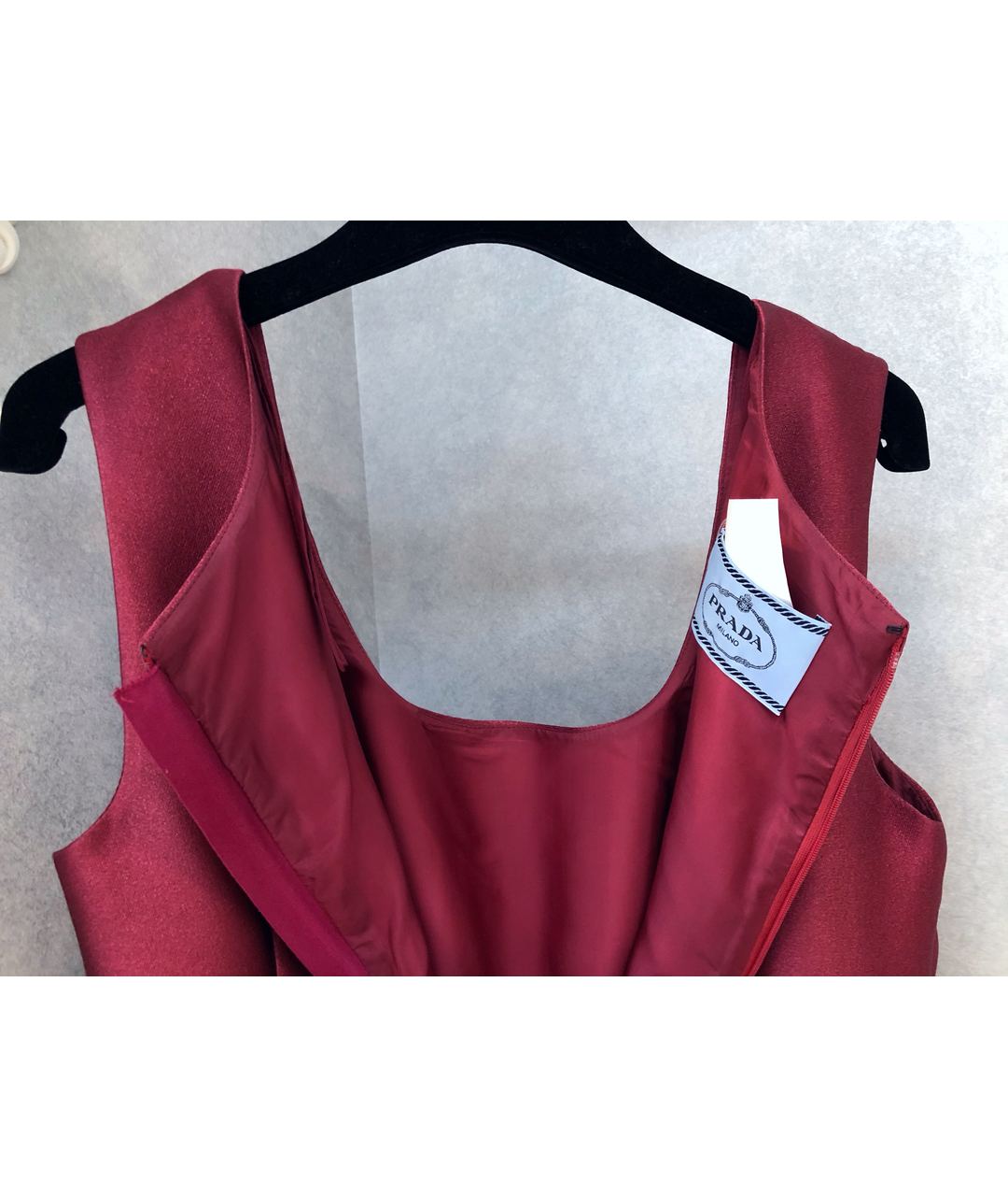 PRADA Бордовое шелковое коктейльное платье, фото 3