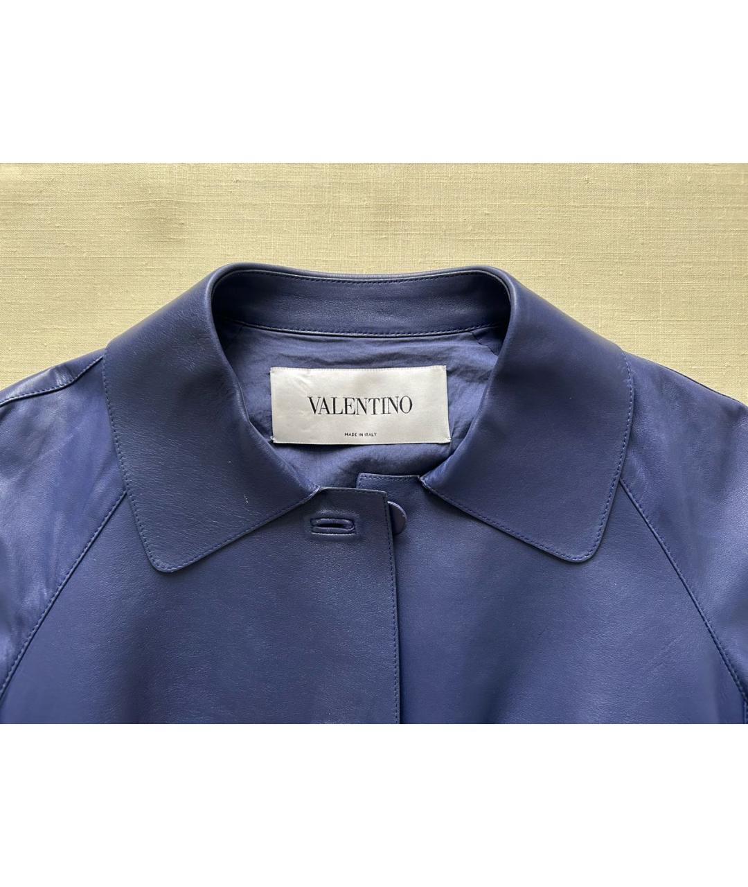 VALENTINO Темно-синяя кожаная куртка, фото 3