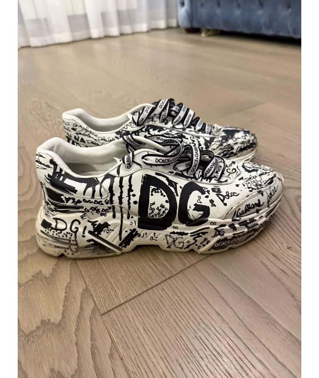 DOLCE&GABBANA Белые высокие кроссовки / кеды из искусственной кожи, фото 5