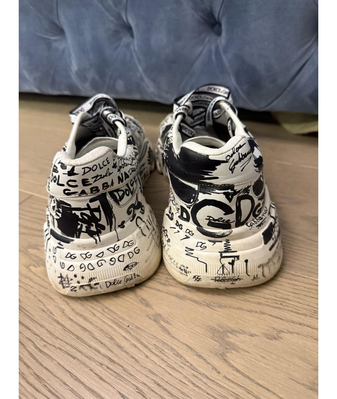 DOLCE&GABBANA Белые высокие кроссовки / кеды из искусственной кожи, фото 4