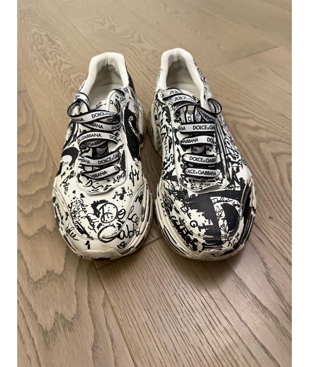 DOLCE&GABBANA Белые высокие кроссовки / кеды из искусственной кожи, фото 2