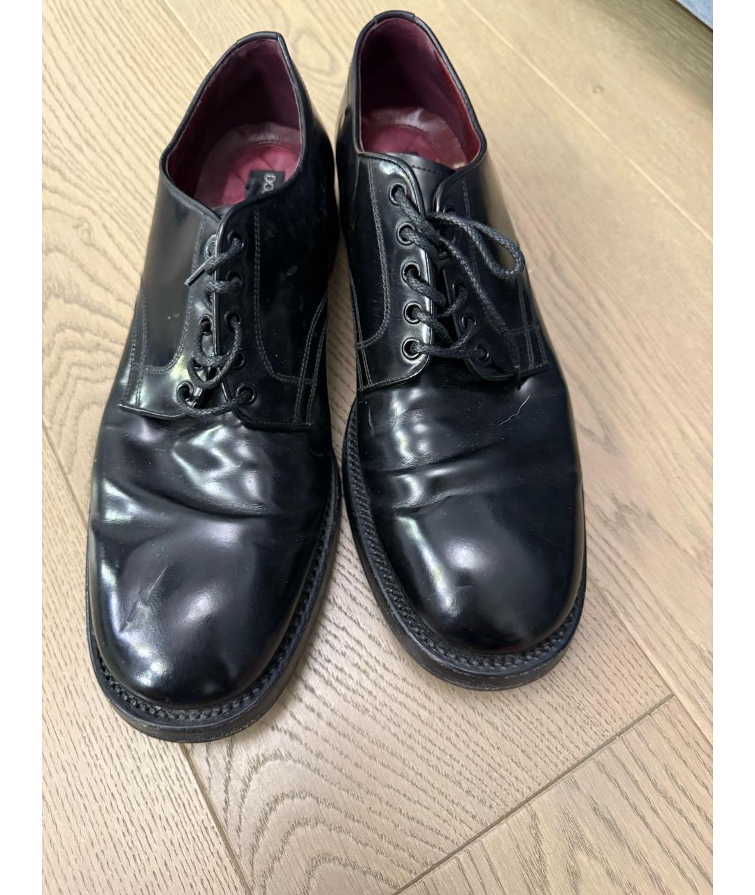 DOLCE&GABBANA Черные кожаные туфли, фото 2