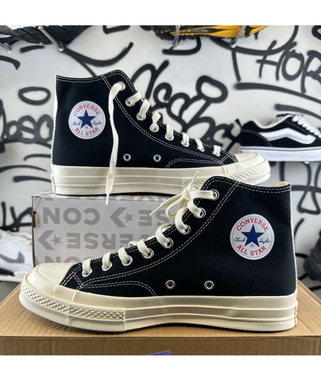 CONVERSE Черные текстильные высокие кроссовки / кеды, фото 3