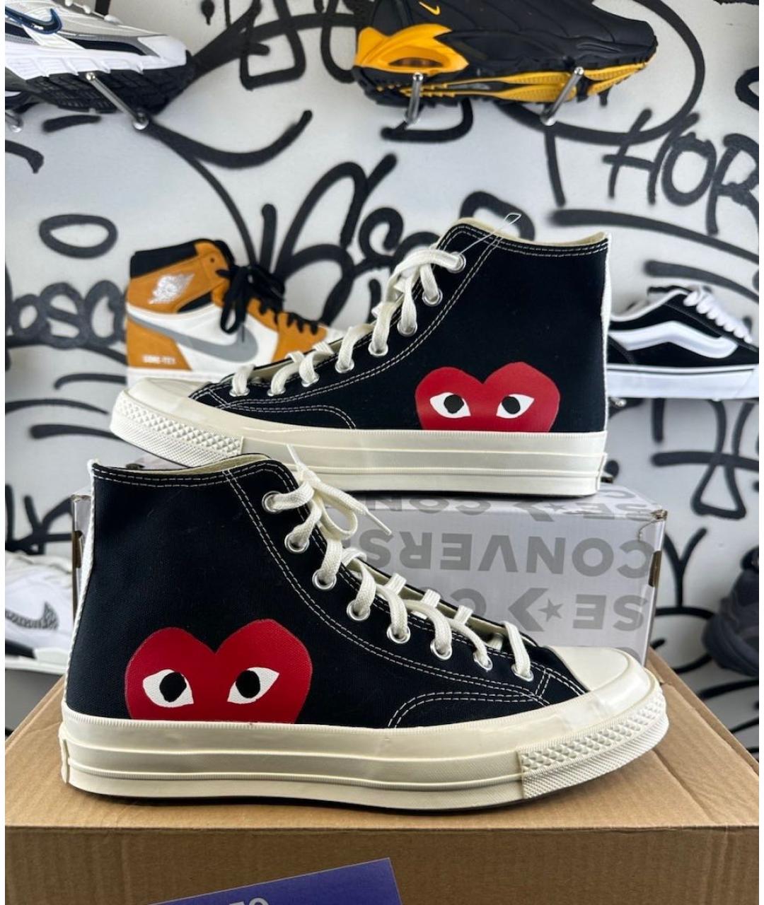 CONVERSE Черные текстильные высокие кроссовки / кеды, фото 2