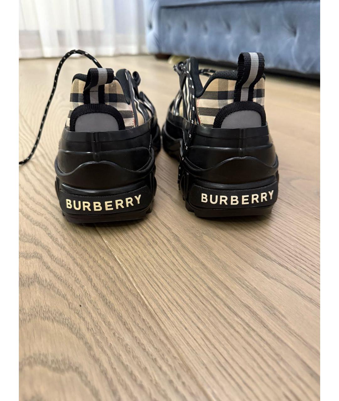 BURBERRY Черные синтетические высокие кроссовки / кеды, фото 4