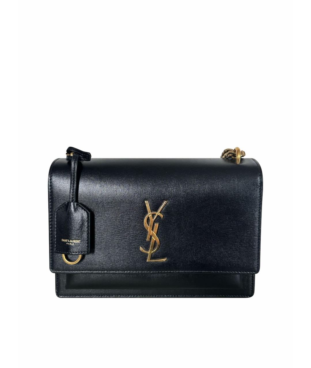 SAINT LAURENT Черная кожаная сумка через плечо, фото 1