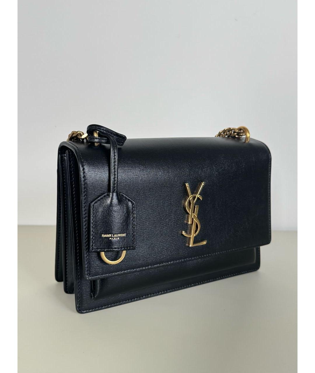 SAINT LAURENT Черная кожаная сумка через плечо, фото 2