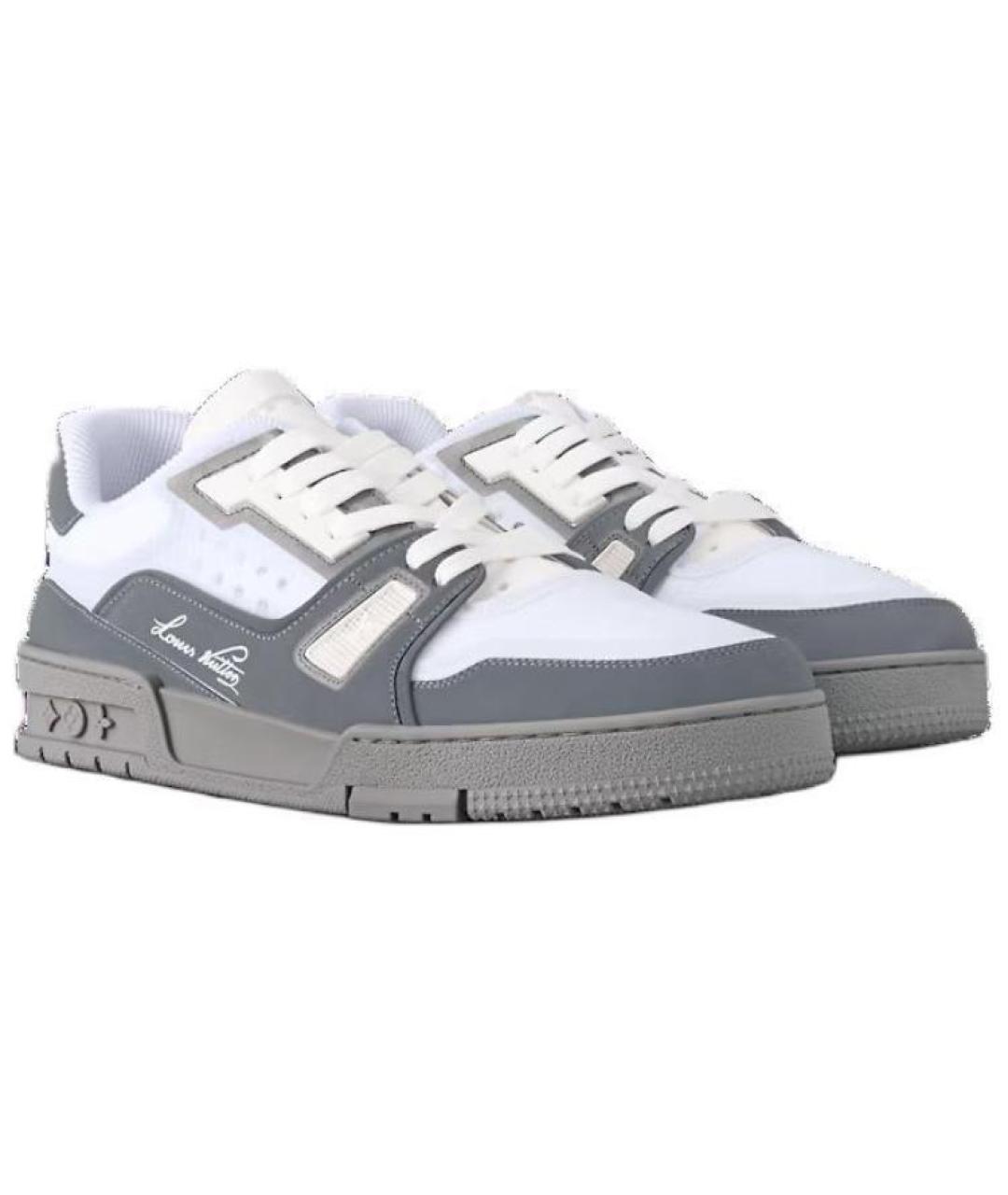 LOUIS VUITTON Серые кожаные кроссовки, фото 3