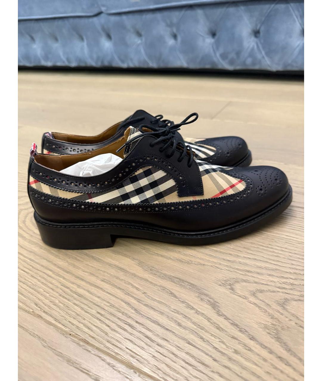 BURBERRY Черные кожаные туфли, фото 5