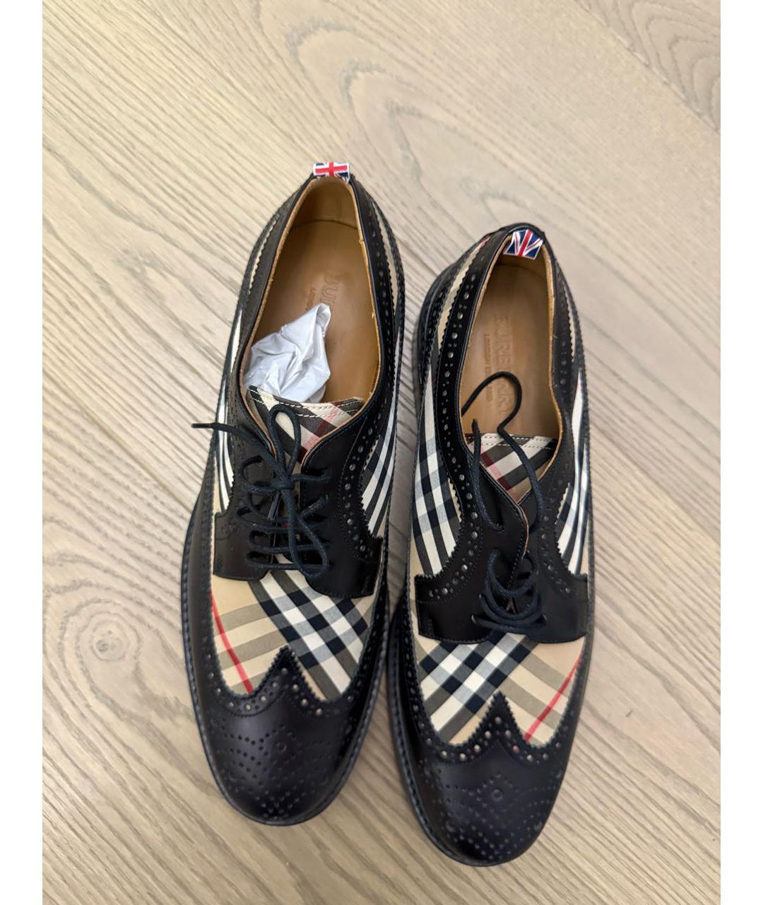 BURBERRY Черные кожаные туфли, фото 3