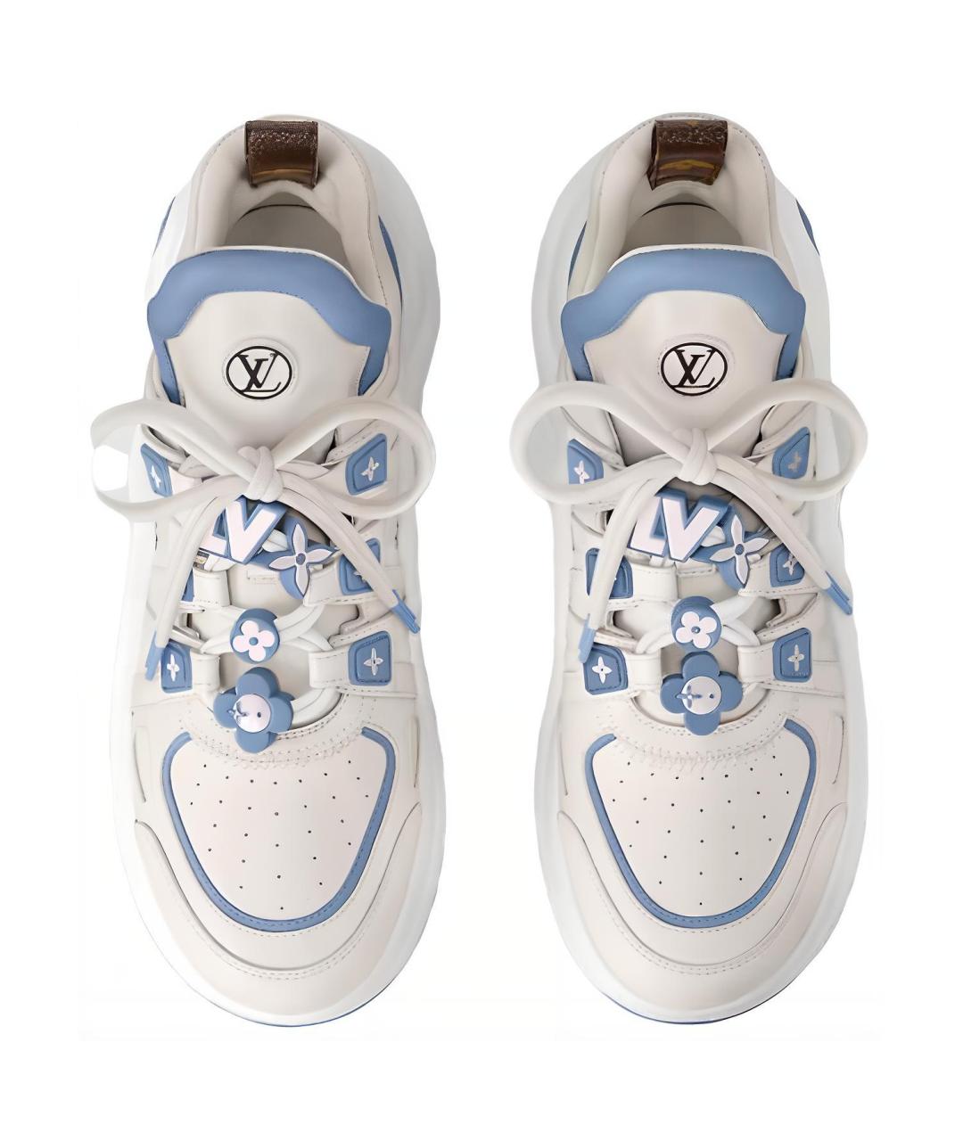LOUIS VUITTON Бежевые кожаные кроссовки, фото 5