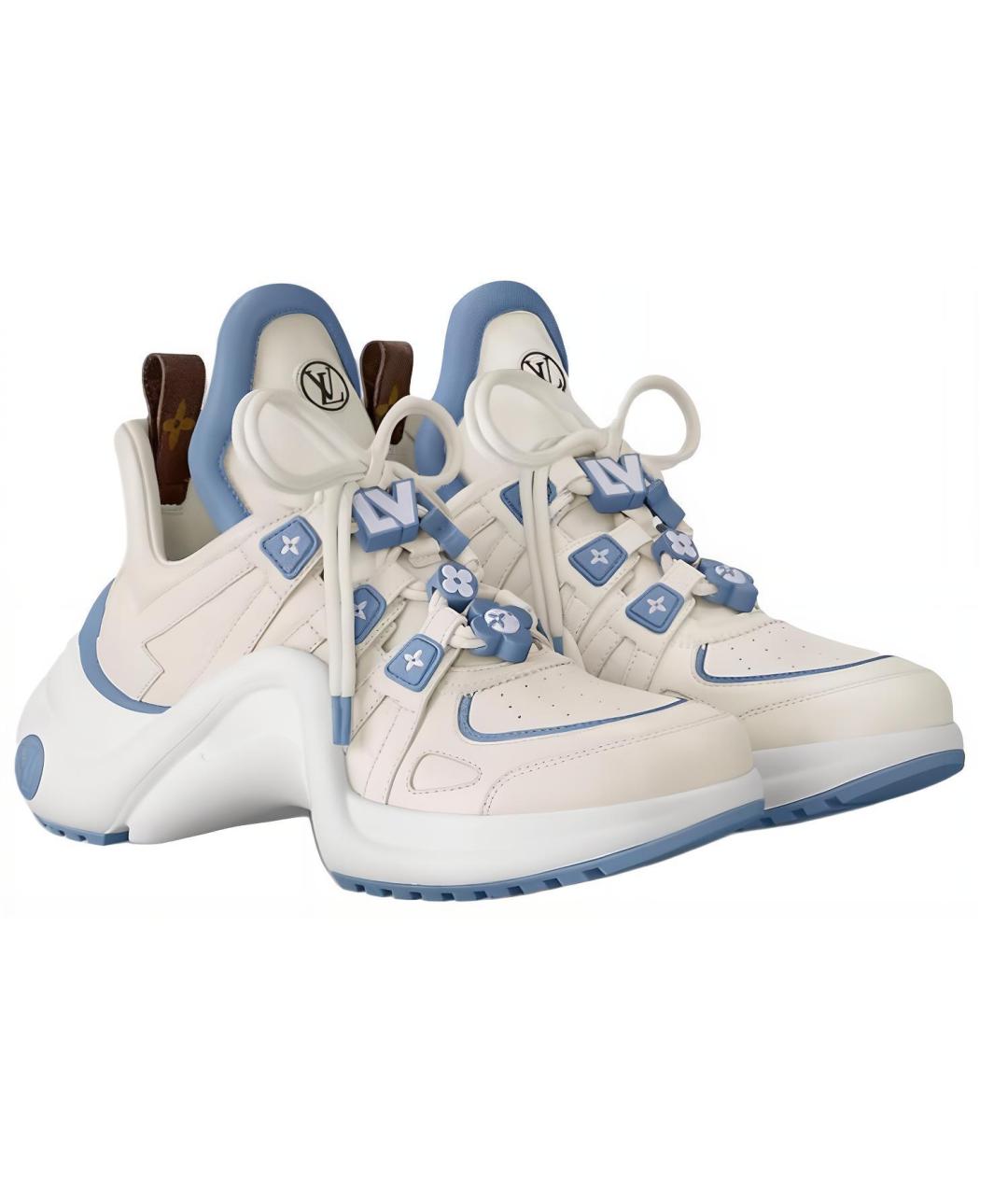 LOUIS VUITTON Бежевые кожаные кроссовки, фото 4