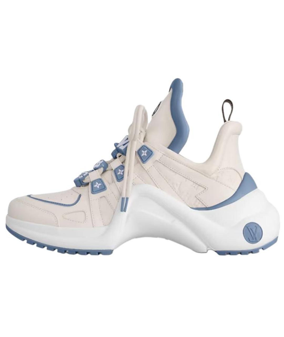 LOUIS VUITTON Бежевые кожаные кроссовки, фото 2