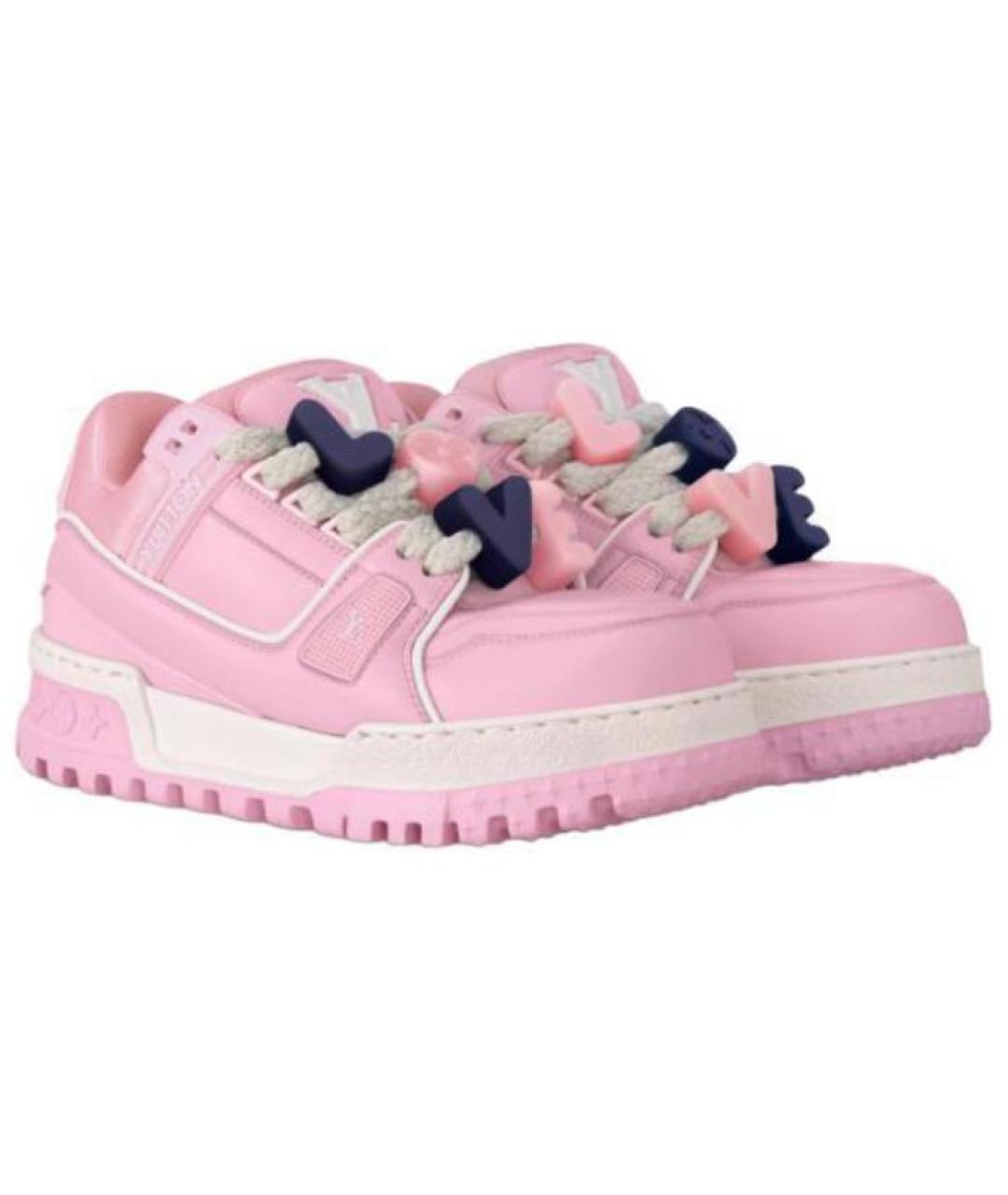 LOUIS VUITTON Розовые кожаные кроссовки, фото 3