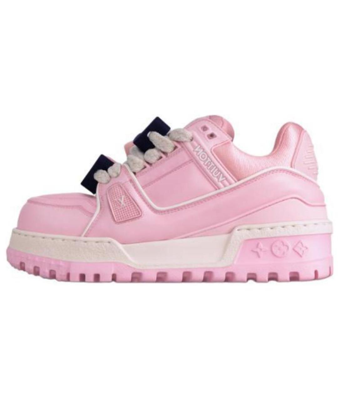 LOUIS VUITTON Розовые кожаные кроссовки, фото 2