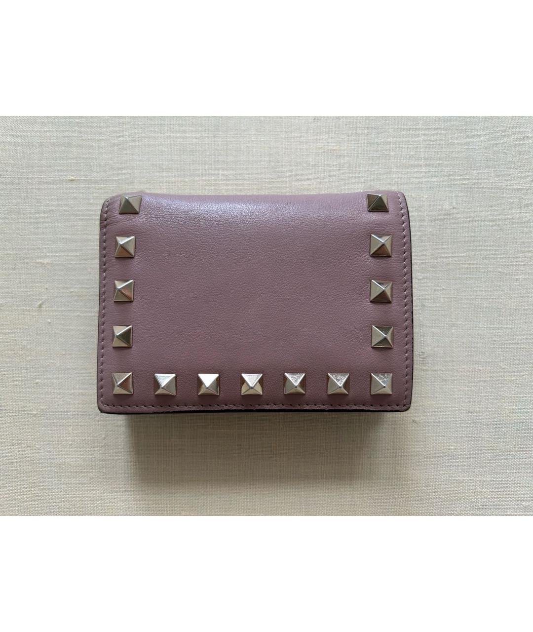 VALENTINO Розовый кожаный кошелек, фото 6