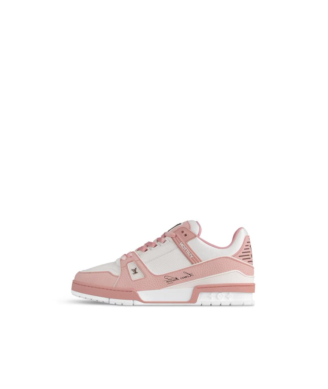 LOUIS VUITTON Розовые кожаные кроссовки, фото 2