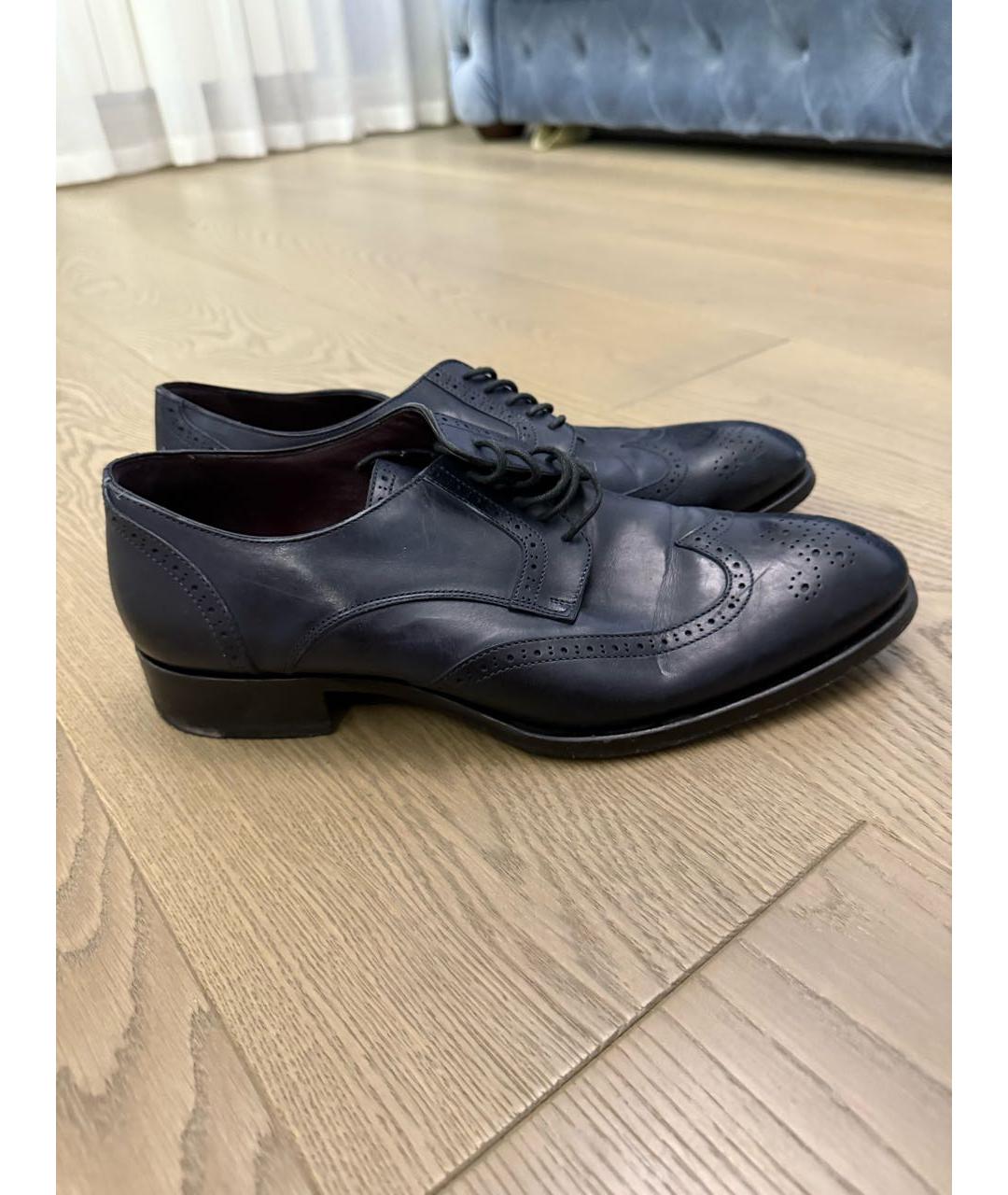 BRIONI Темно-синие кожаные туфли, фото 5