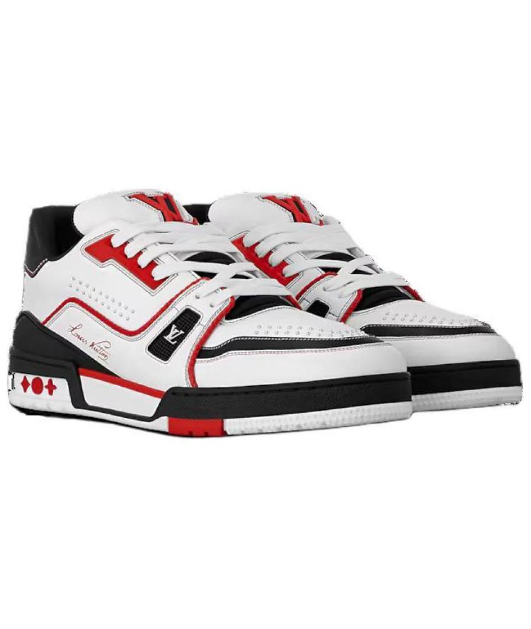 LOUIS VUITTON Красные кожаные кроссовки, фото 2