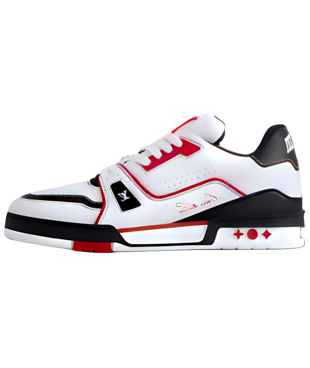 LOUIS VUITTON Красные кожаные кроссовки, фото 3