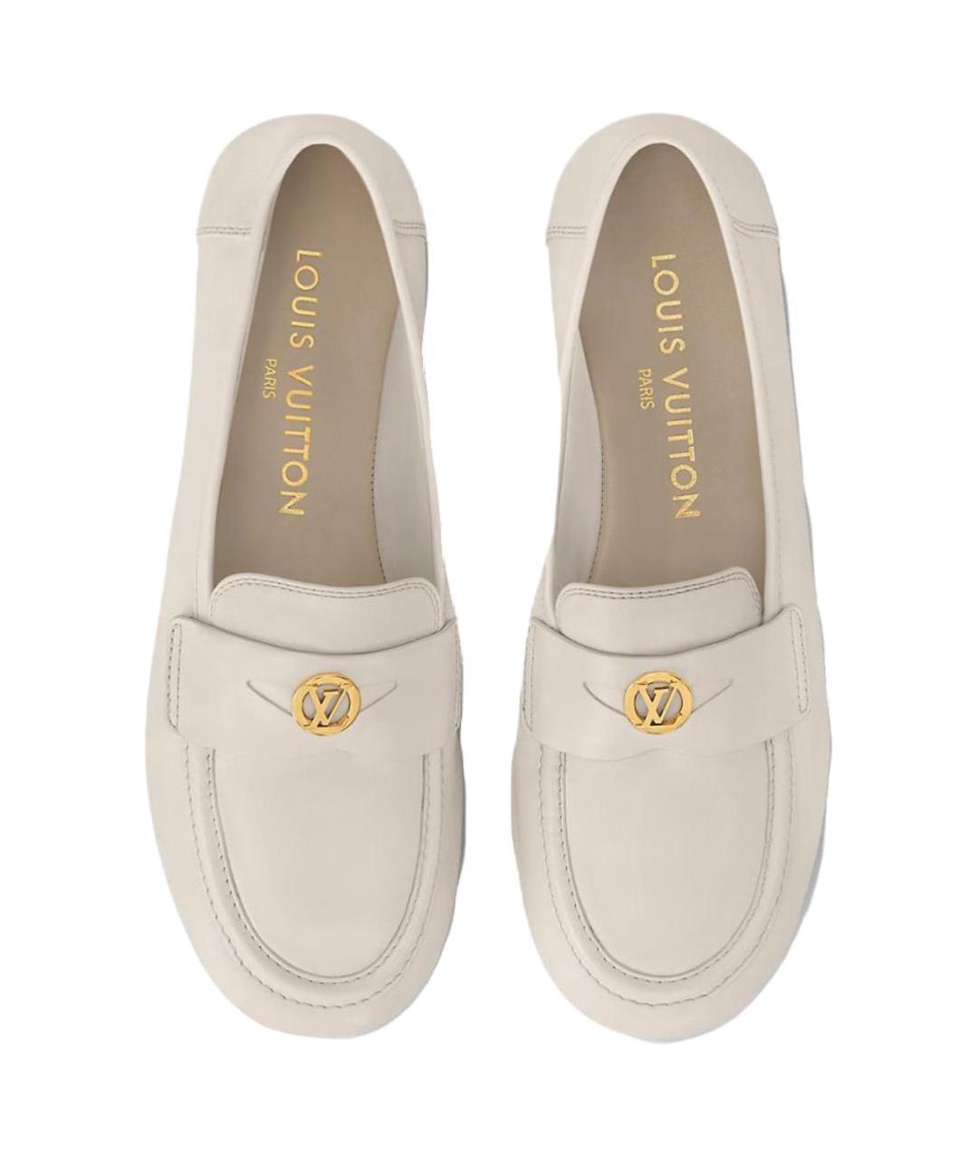LOUIS VUITTON Бежевые кожаные лоферы, фото 4
