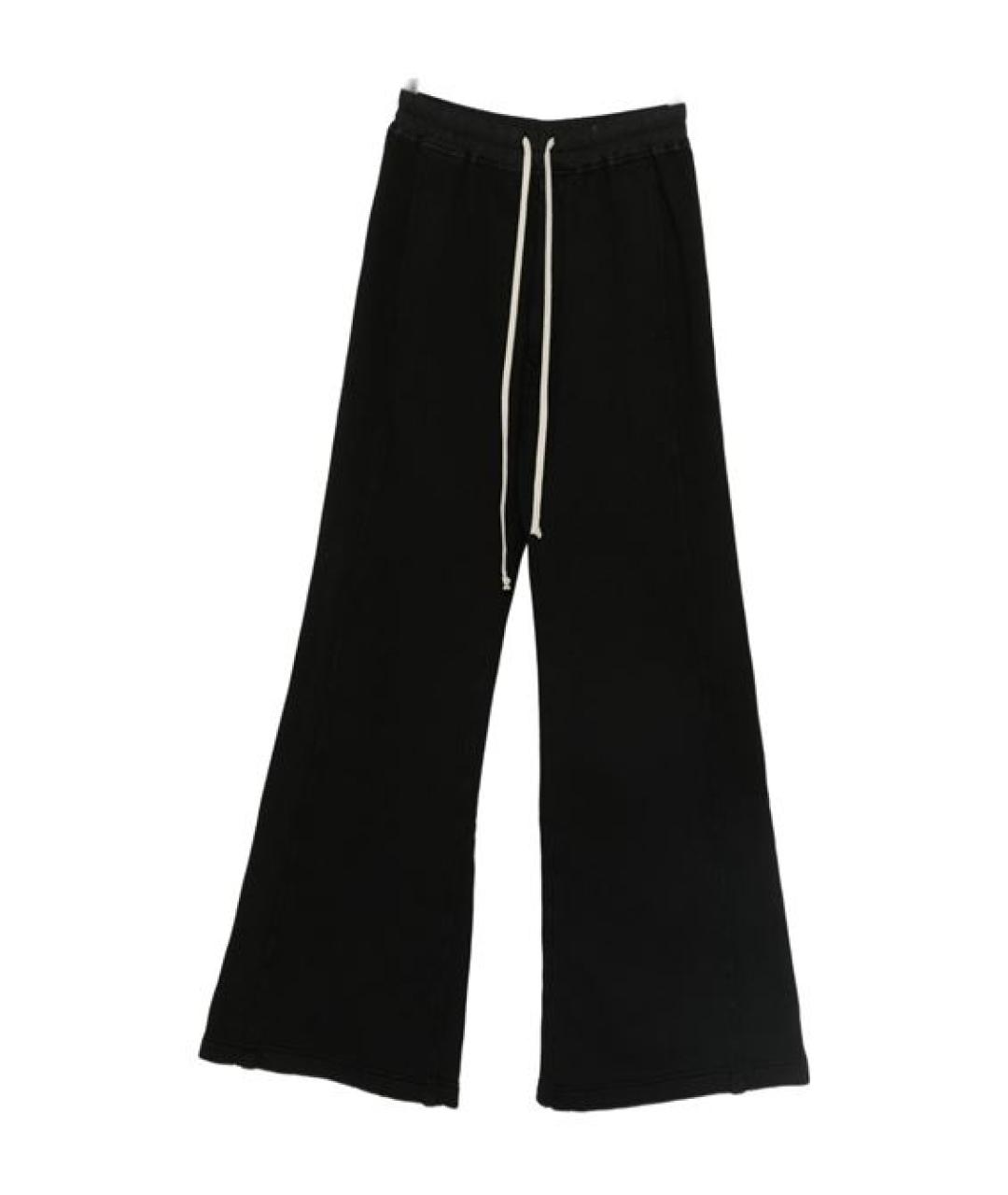 RICK OWENS Черные хлопковые прямые брюки, фото 1