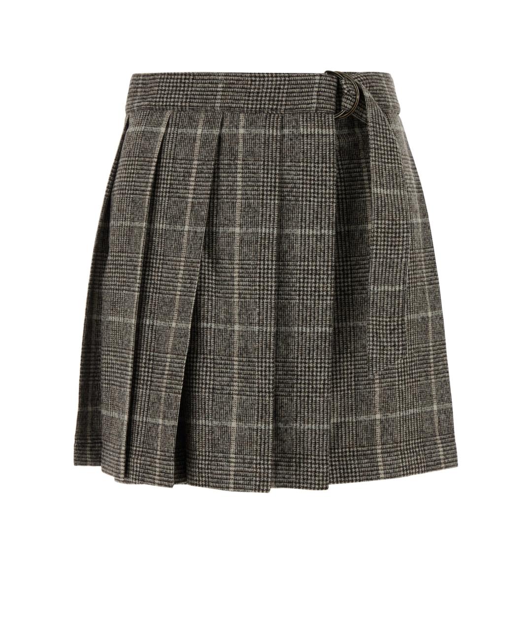 BRUNELLO CUCINELLI Серая юбка мини, фото 1