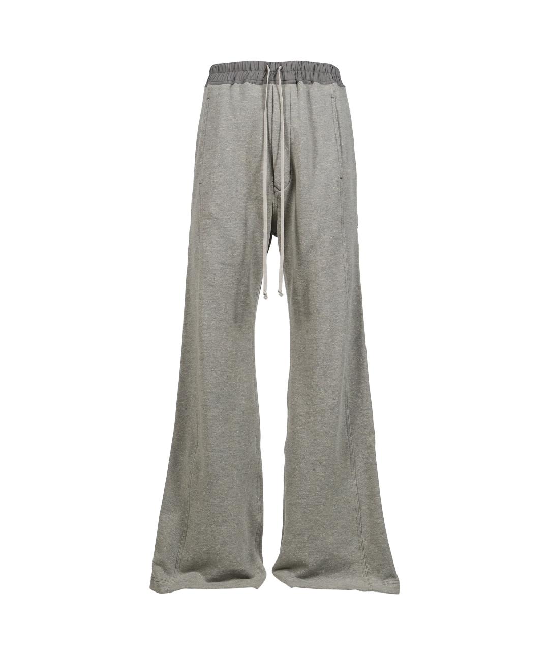 RICK OWENS Серые хлопковые прямые брюки, фото 1