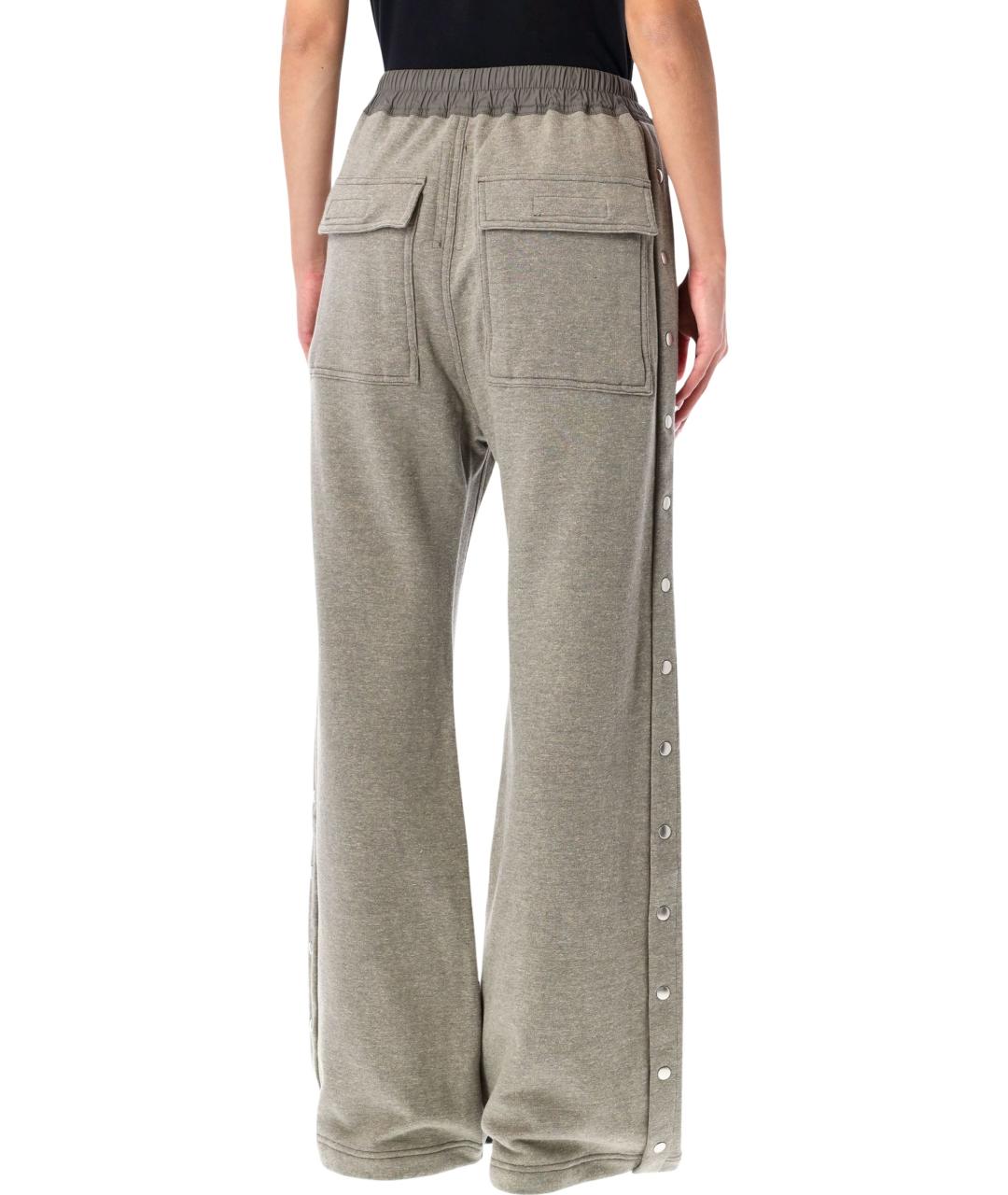 RICK OWENS Серые хлопковые прямые брюки, фото 3