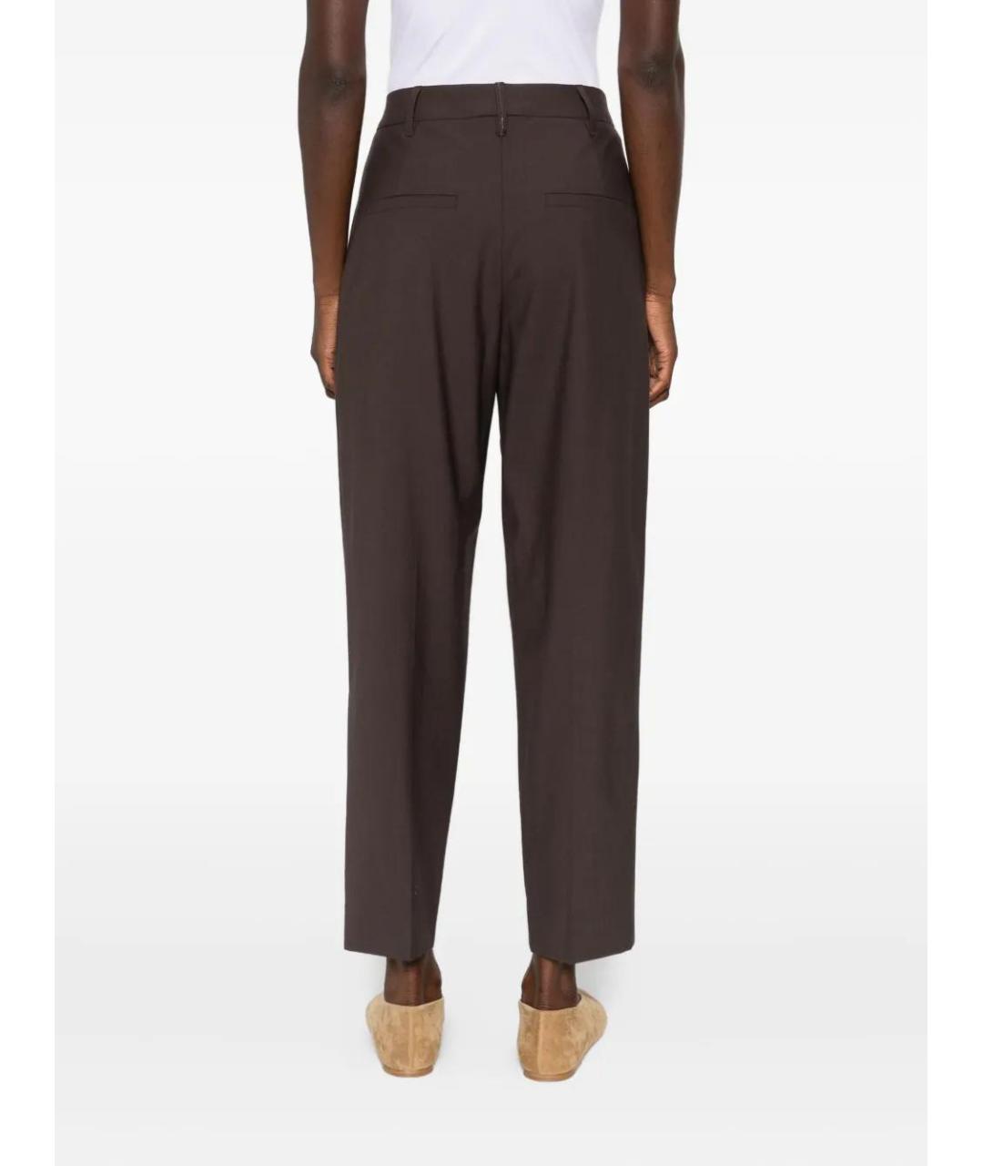 BRUNELLO CUCINELLI Коричневые шерстяные прямые брюки, фото 4