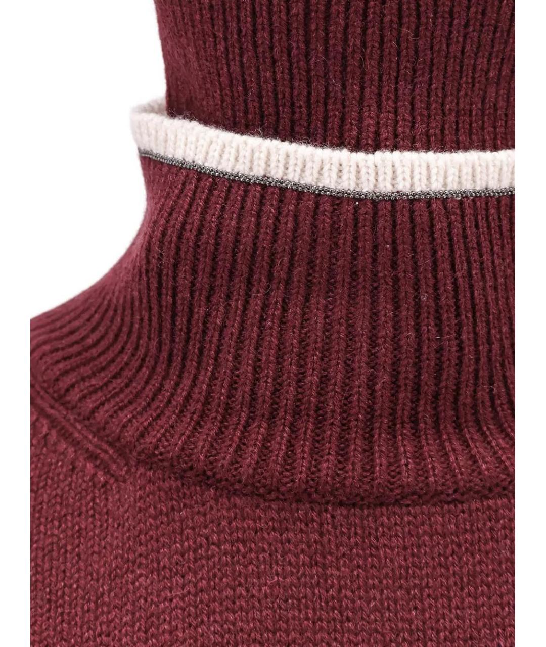 BRUNELLO CUCINELLI Бордовый кашемировый джемпер / свитер, фото 2