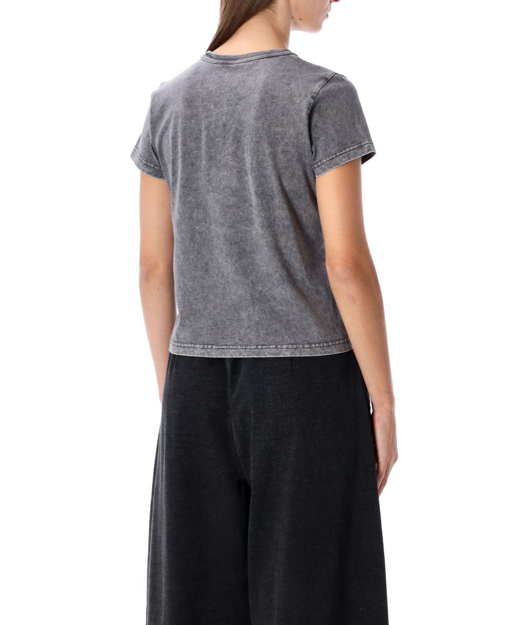 T BY ALEXANDER WANG Антрацитовая хлопковая футболка, фото 2