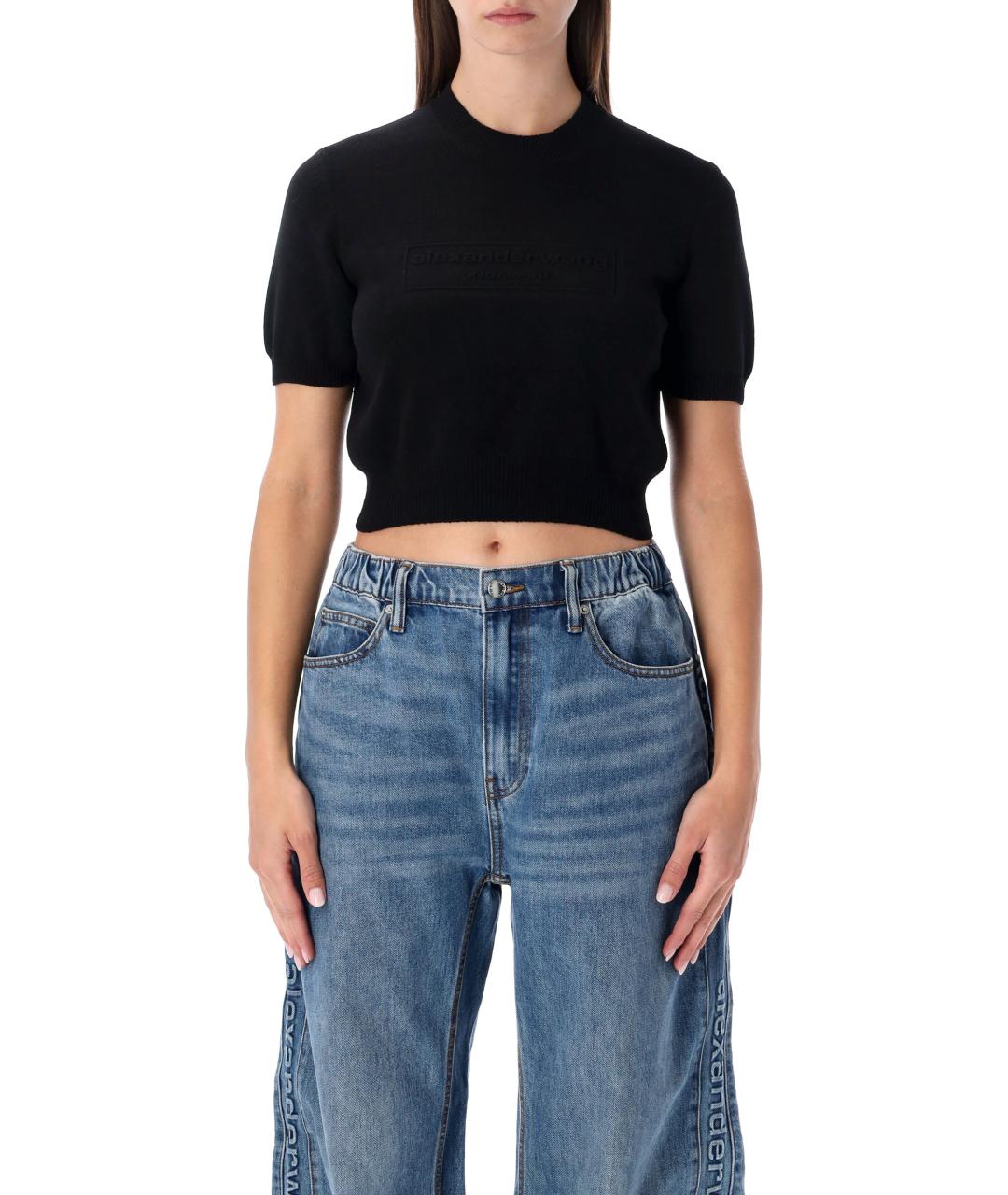 ALEXANDER WANG Черная полиэстеровая футболка, фото 4